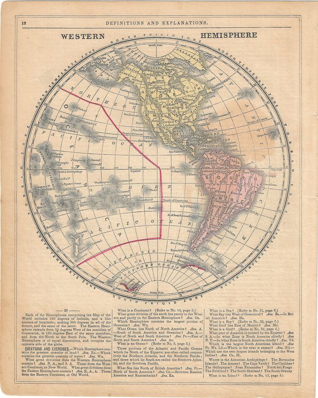 1855 Map of Western Hemisphere (w/text) by McNally