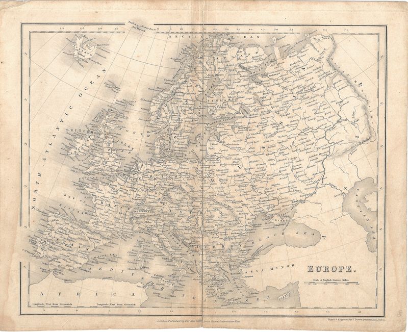1850 Map of Europe by J. Dower