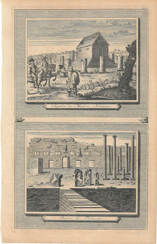 1719 View of the Ruines de Tzilminar from Les Voyages du Sieur by Albert deMandelslo