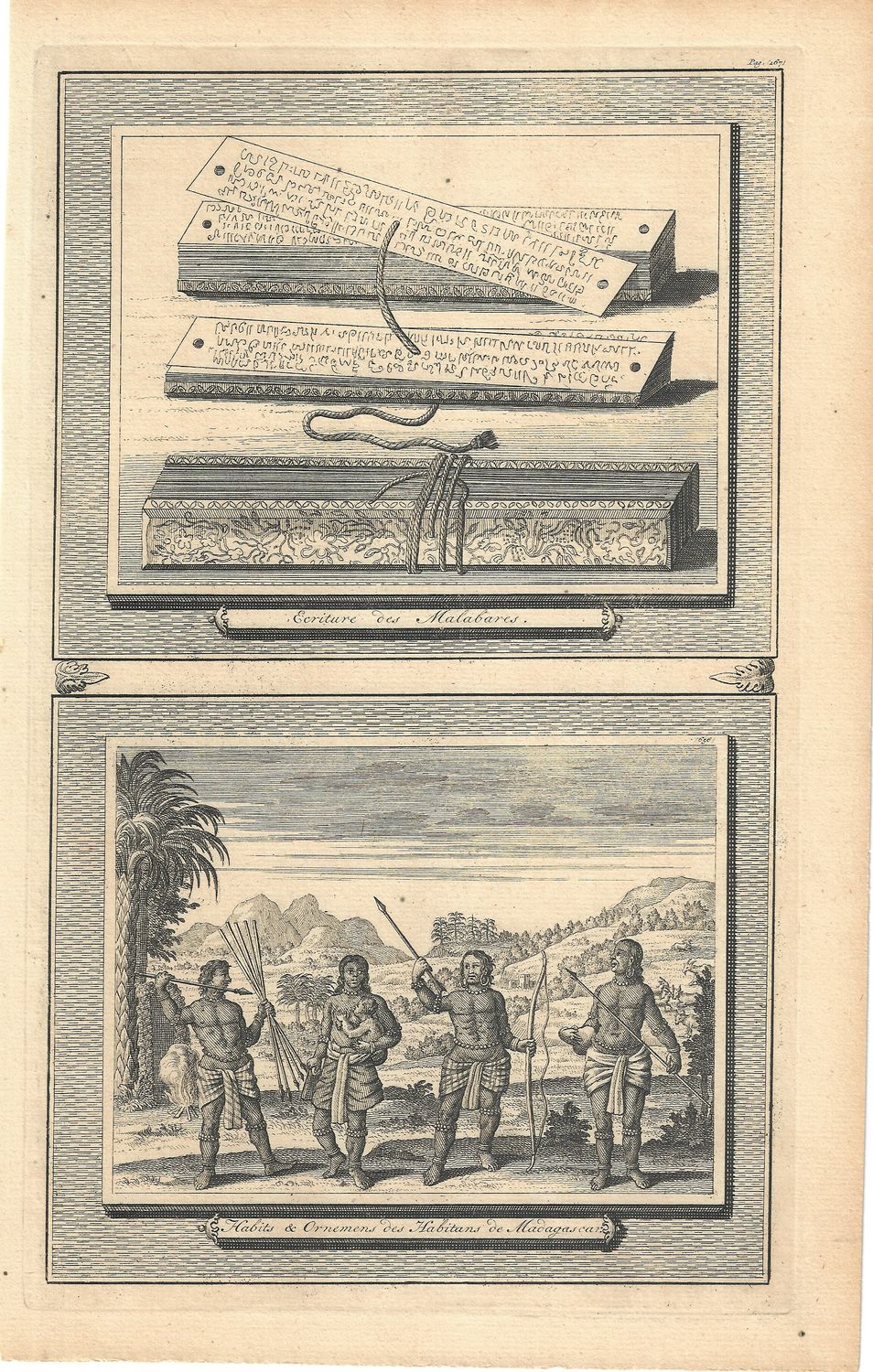 1719 View of the Habits &amp; Ornemens des Habitans de Madagascar from Les Voyages du Sieur by Albert deMandelslo