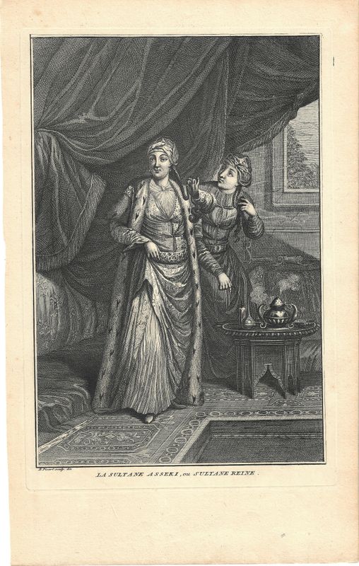 1726 View of  The Sultane Asseki &amp; Sultane Reine from Ceremonies et Costumes by B.Picart