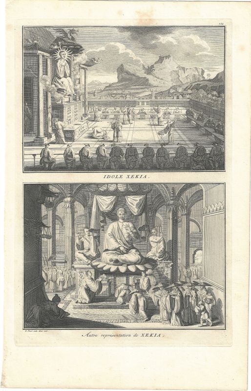 1726 View of the Temple to and God, Xekia  from Ceremonies et Costumes by B.Picart