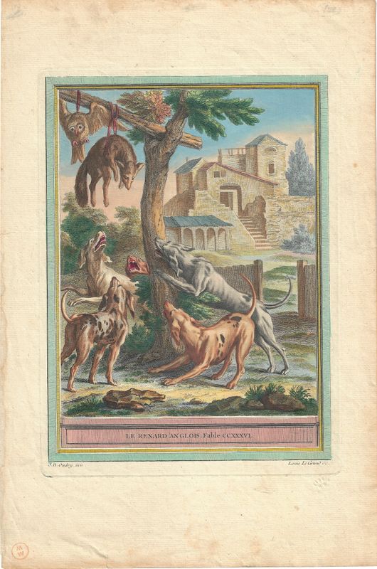 1755 View of  le Renard An Glois from Fables Choisies Mises en Vers by  J.B.Oudry