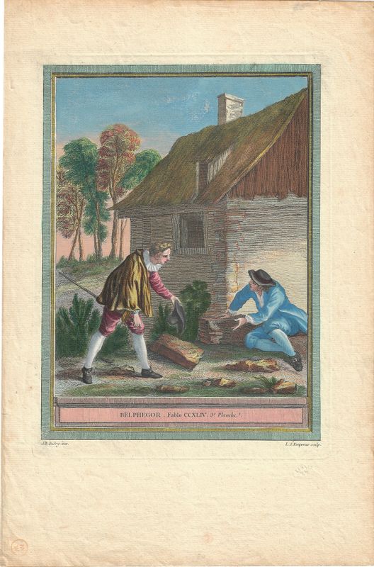 1755 View of Belphegor from Fables Choisies Mises en Vers by  J.B.Oudry