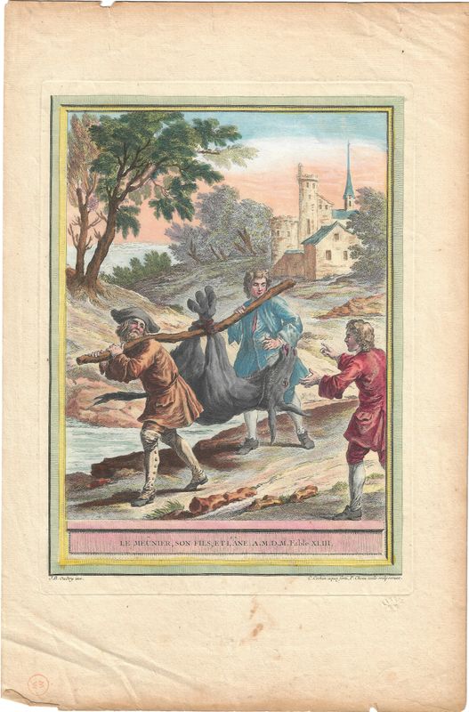 1755 View of Le Meunier from Fables Choisies Mises en Vers by  J.B.Oudry