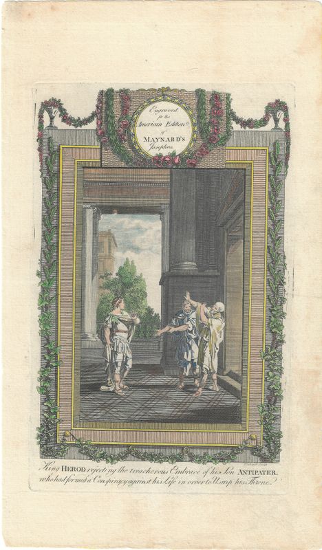 1780  View of King Herod Rejecting Antipater by A. Doolittle for American Edition of Maynard's Josephus