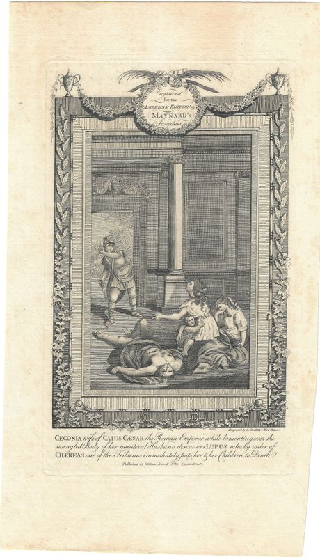 1780 View of the Death of Ceconia  by A. Doolittle for American Edition of Maynard's Josephus
