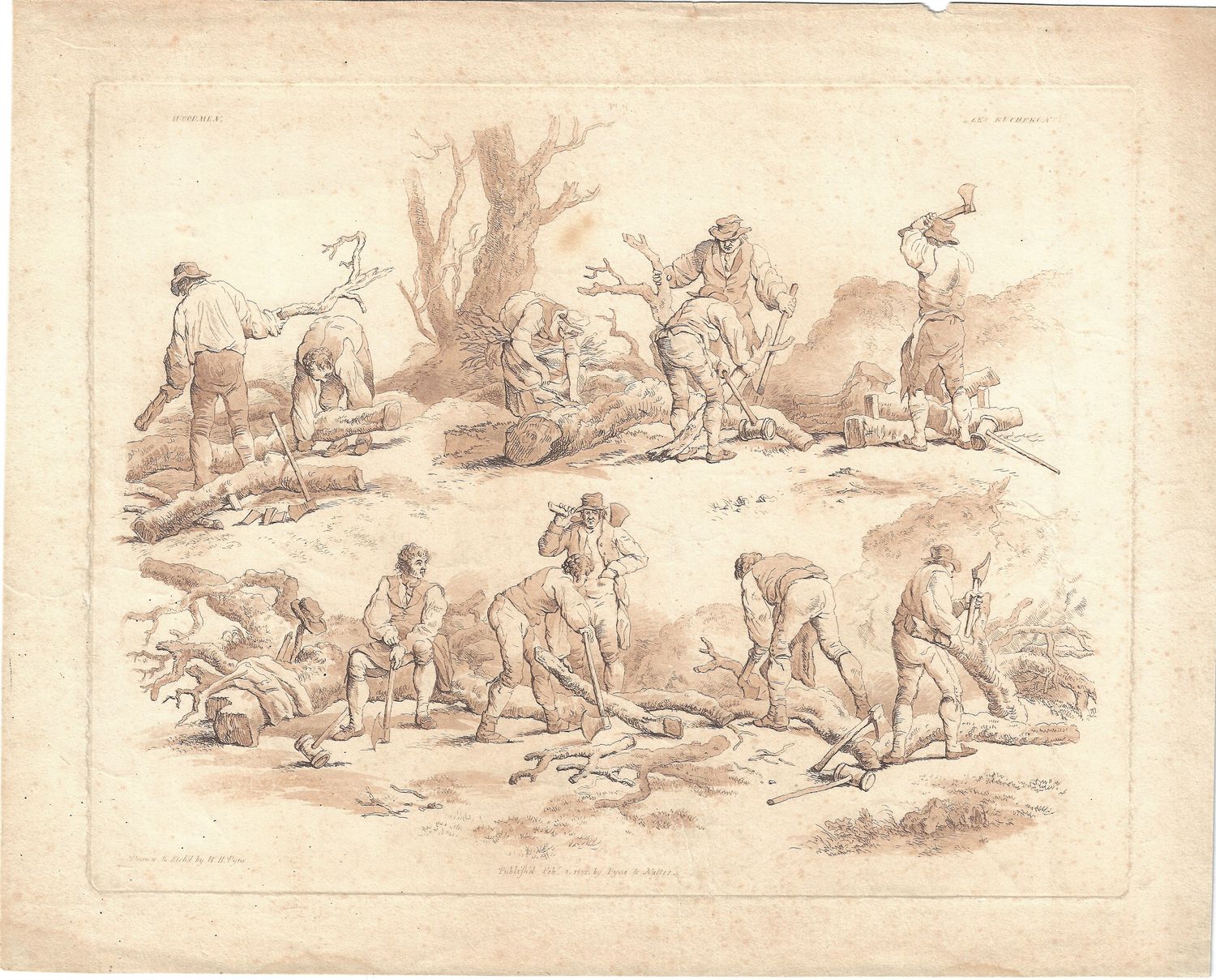 1802 View of Woodsmen by Pyne &amp; Naltes