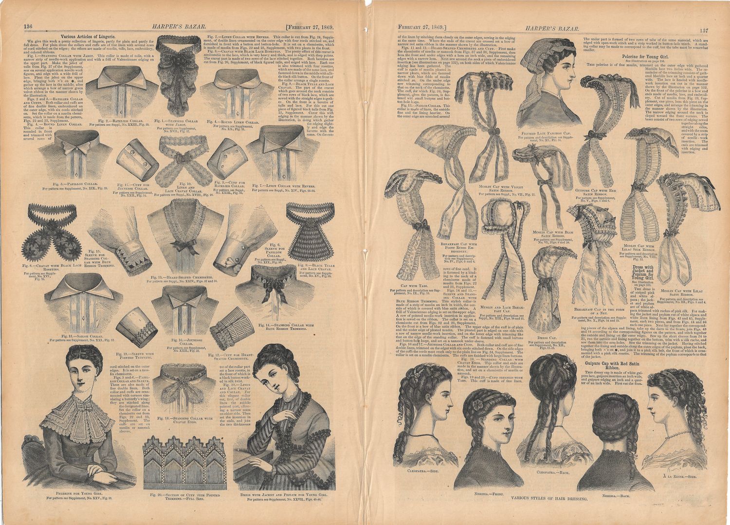 1869 Harper&#39;s Bazar Fashion Spread 2 page