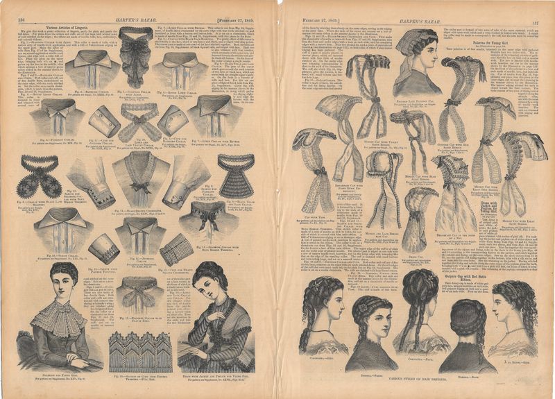 1869 Harper's Bazar Fashion Spread 2 page