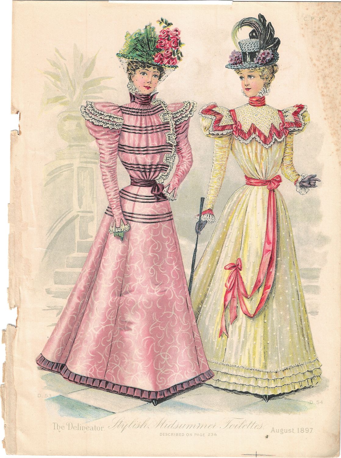 1897 Fashion Plate from the Delineator - MId Summer Toilettes
