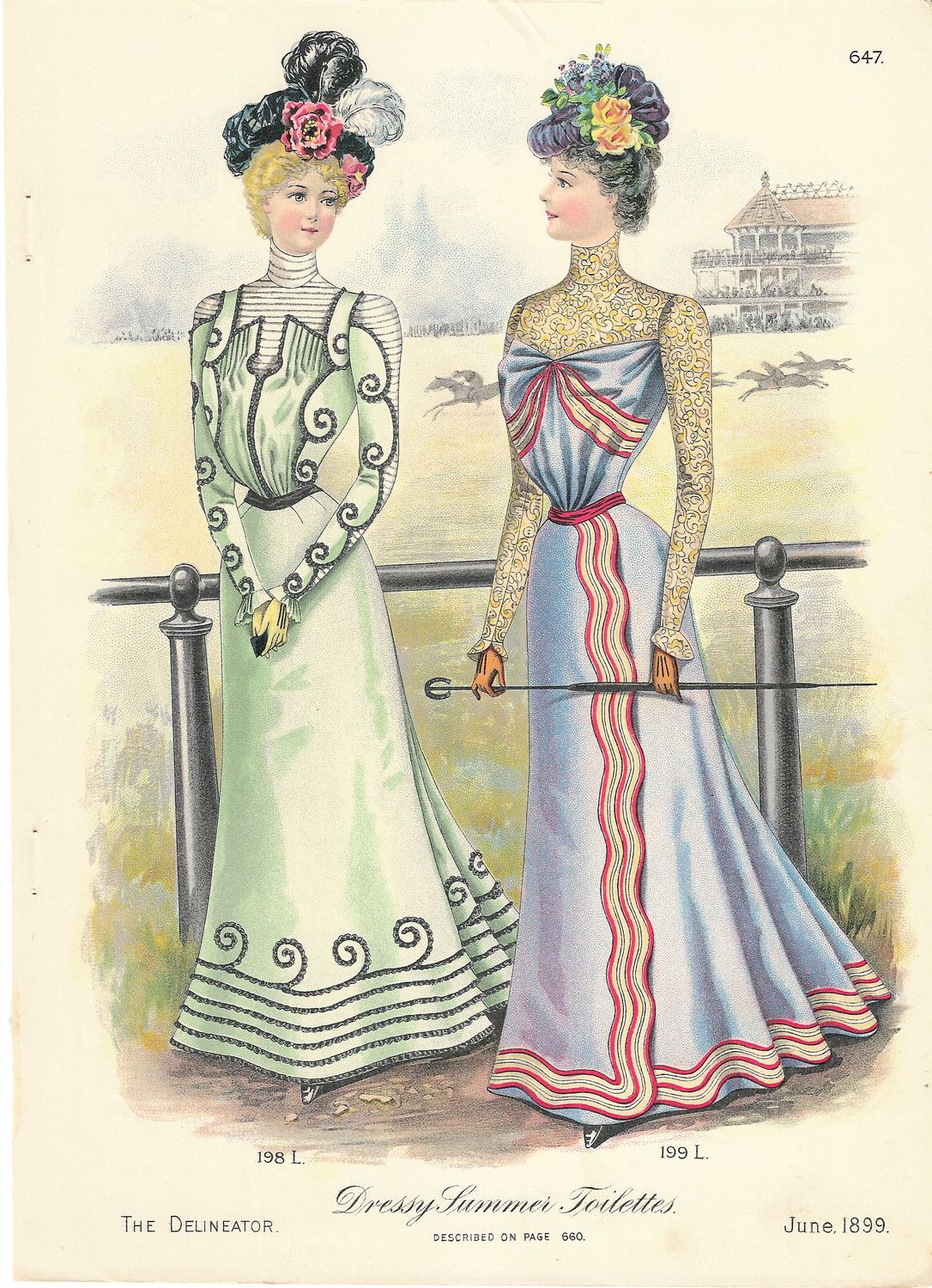 1899 Fashion Plate from the Delineator -  Summer Toilettes