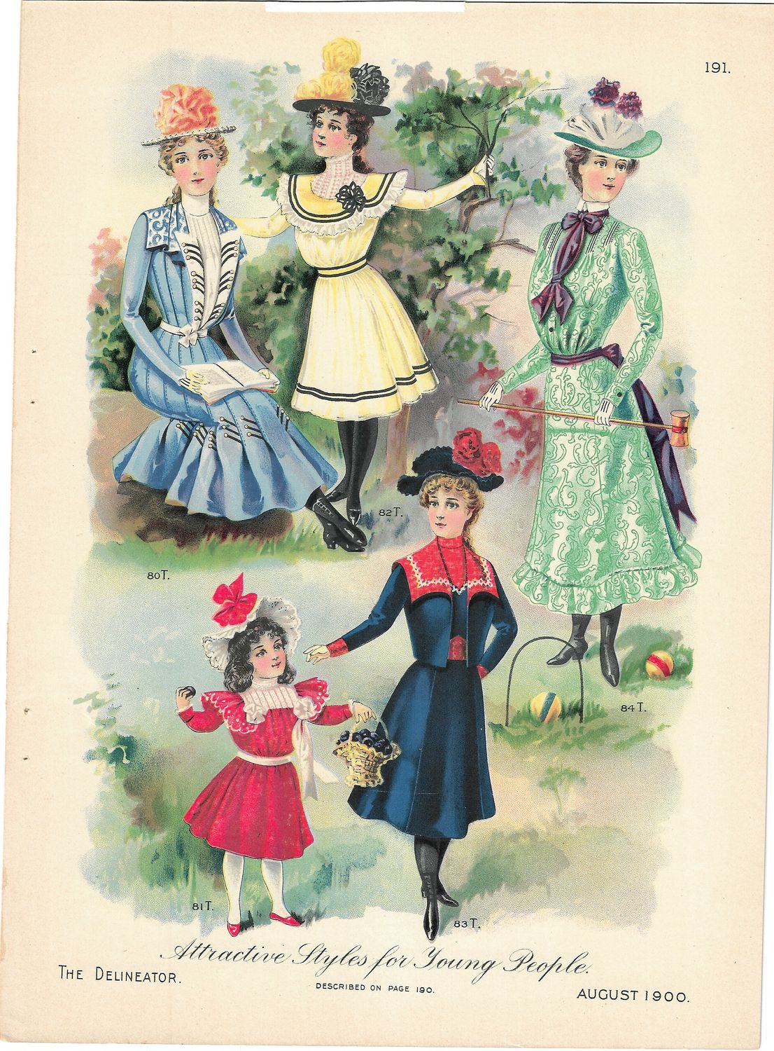 1900 Fashion Plate from the Delineator -  Styles for Young People