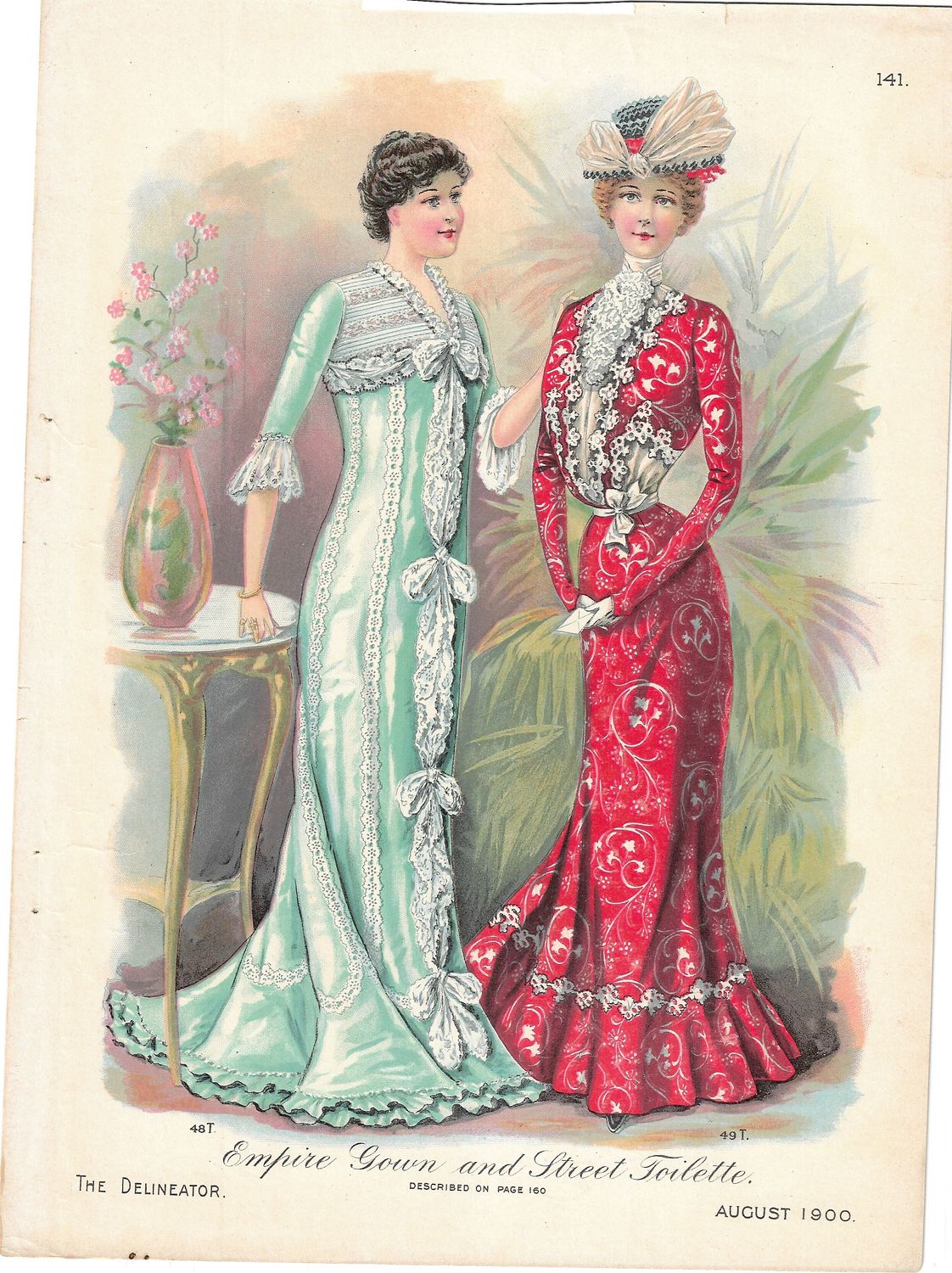 1900 Fashion Plate from the Delineator - Morning &amp; Empire Gowns