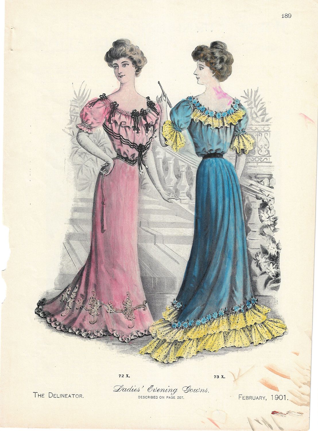 1901 Fashion Plate from the Delineator -  Ladies Evening Gowns