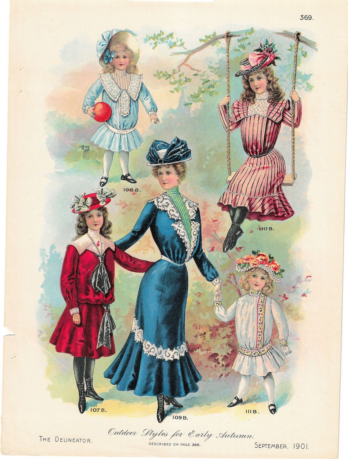 1901 Fashion Plate from the Delineator - Early Autumn  Outdoor &amp; Street Dresses