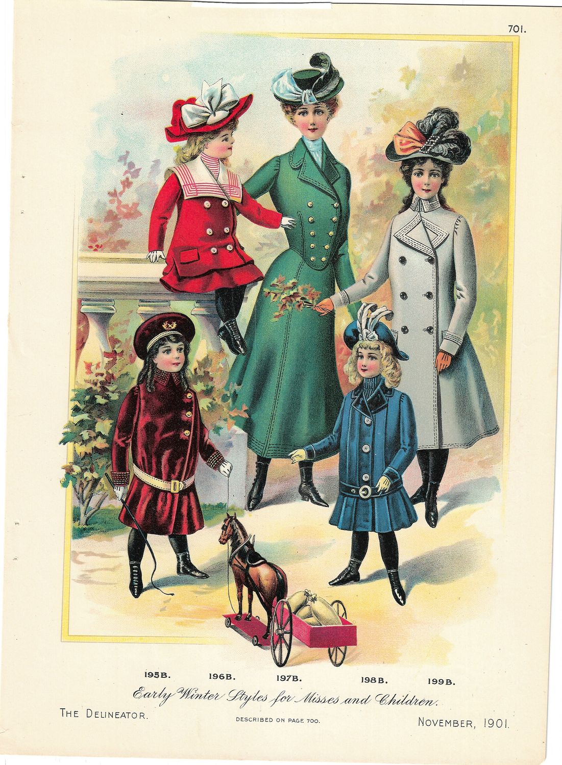 1901 Fashion Plate from the Delineator - Winter Styles Misses &amp; Kids