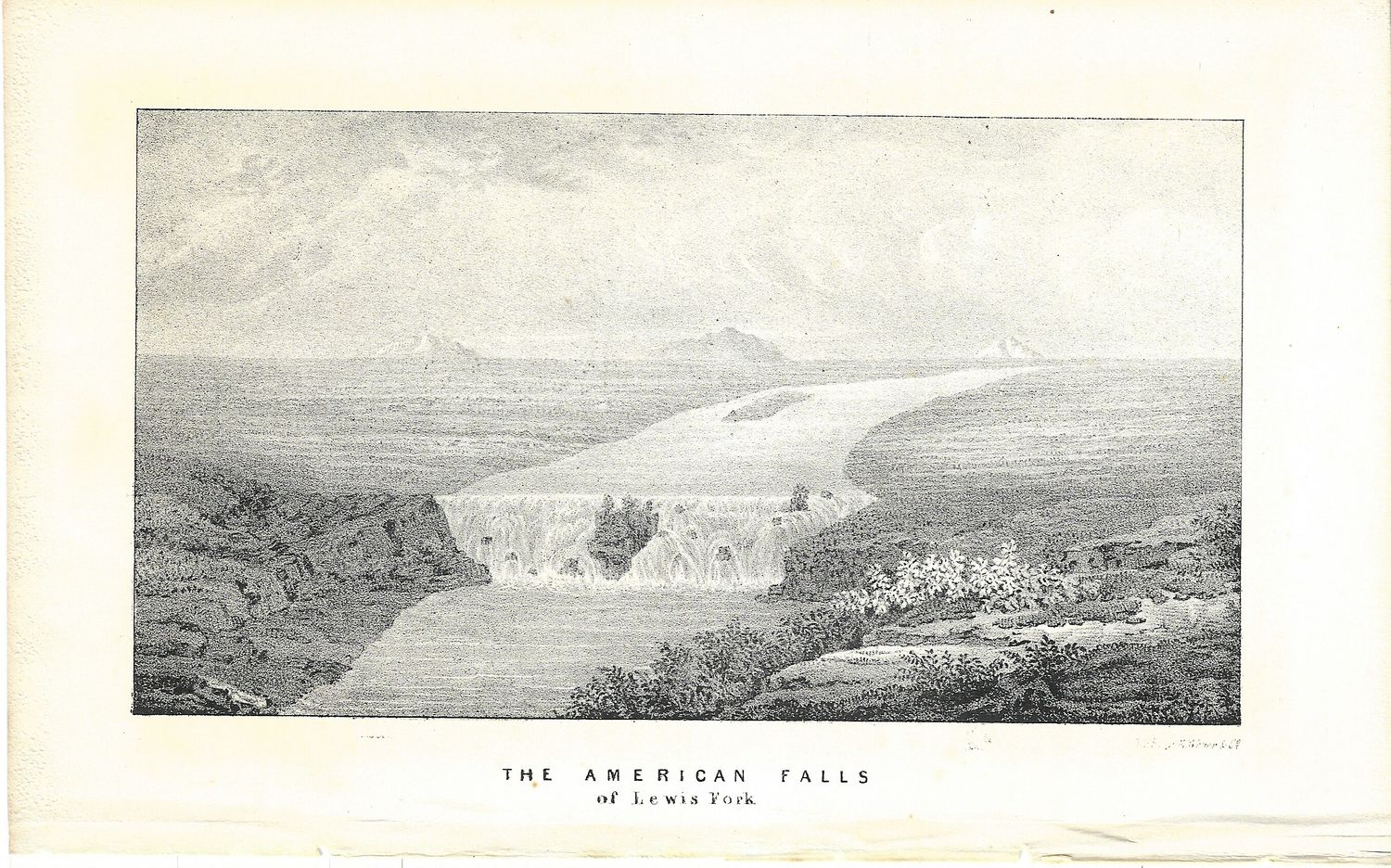 1844 Fremont Expedition: View of the American Falls of Lewis Fork