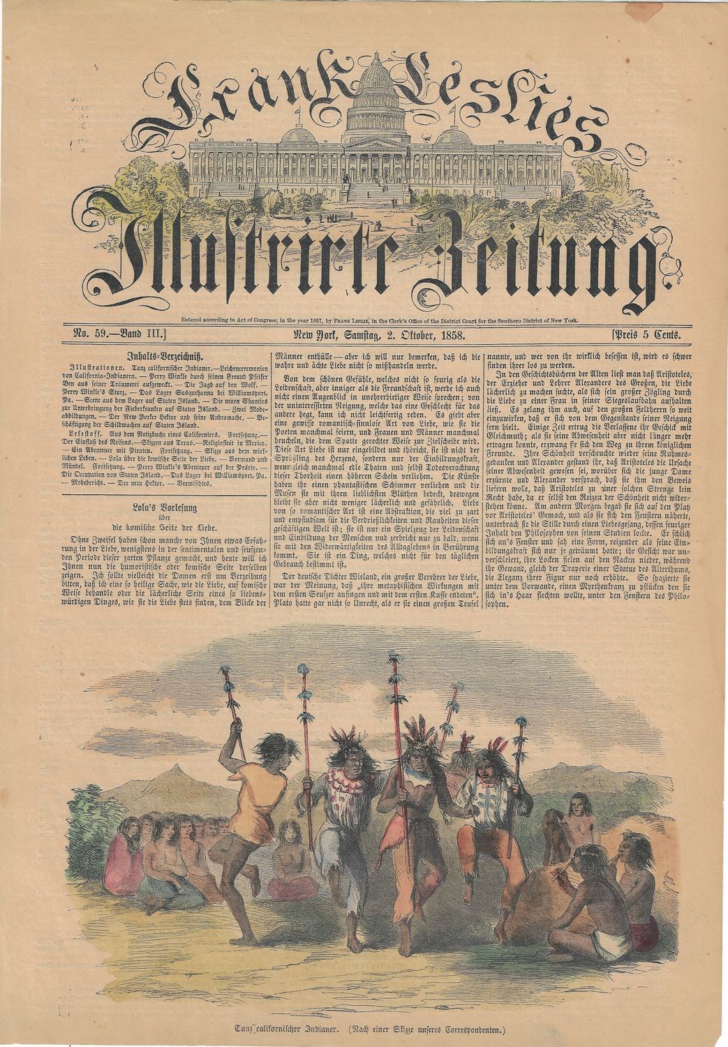 1858 View of California Indians from Frank Leslie&#39;s News in German