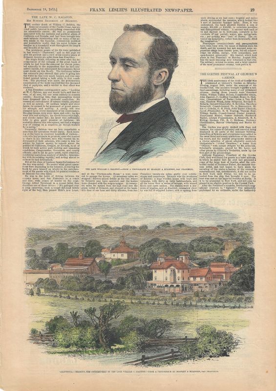 1875 View of William Ralston , Founder of Belmont CA from Frank Leslie Illustrated News