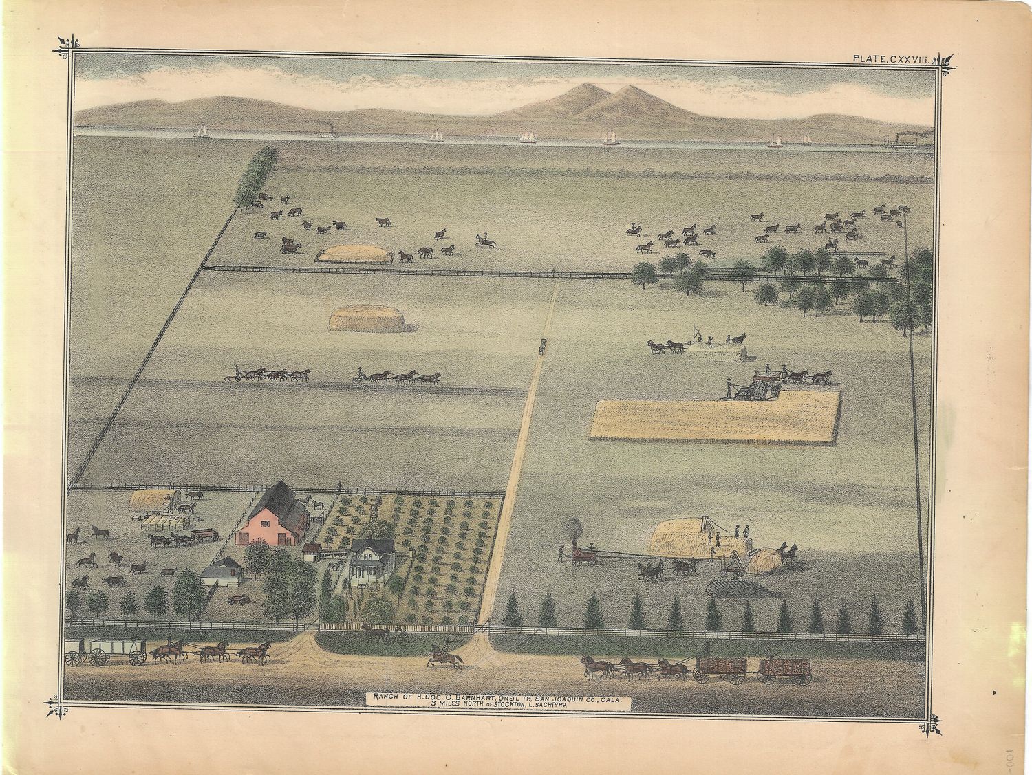 1895 View of the Ranch of H. Doc. C. Barnhart,  San Joaquin Ca.