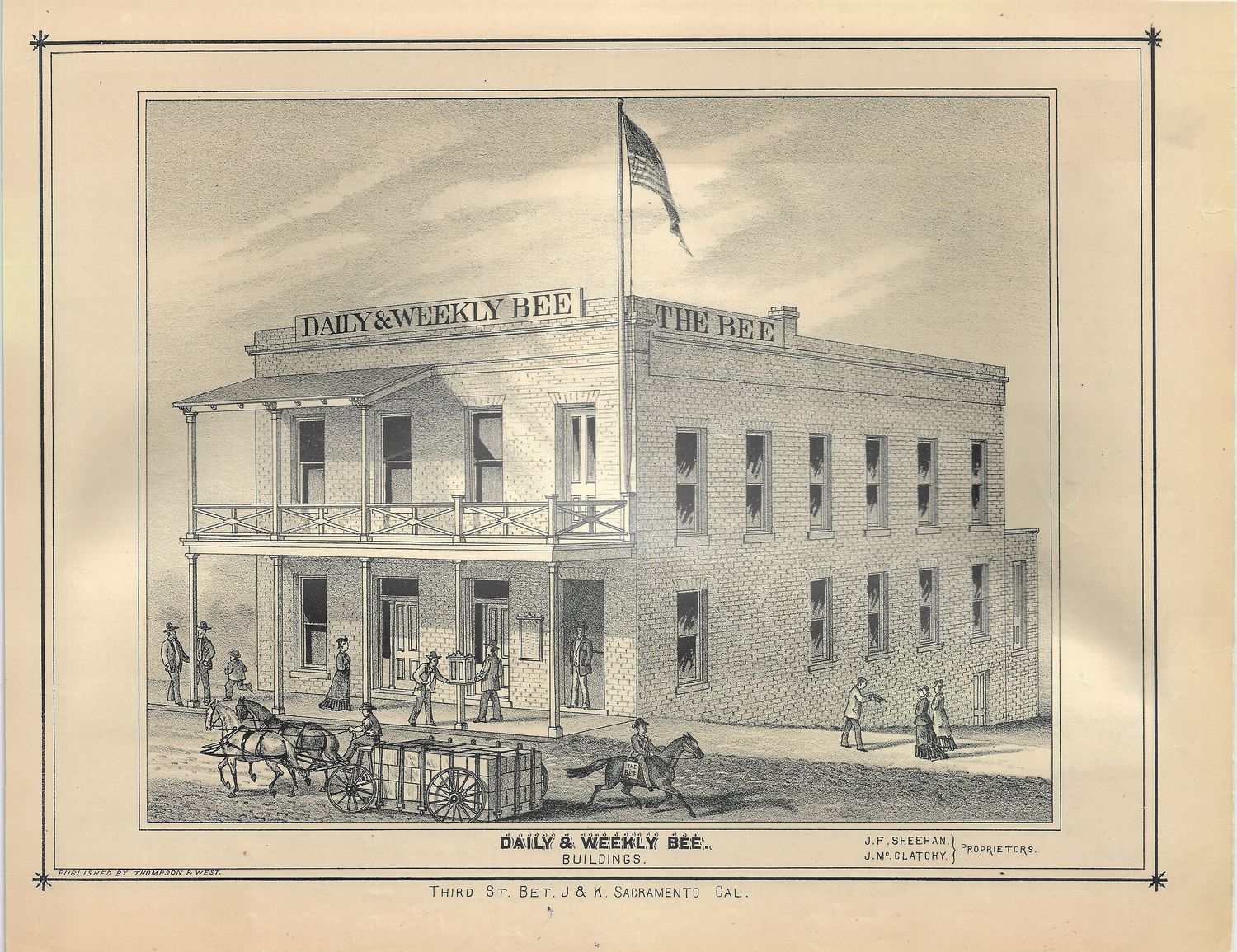 1895 View of the Sacramento Daily &amp; Weekly Bee from Thompson &amp; West  w/hc