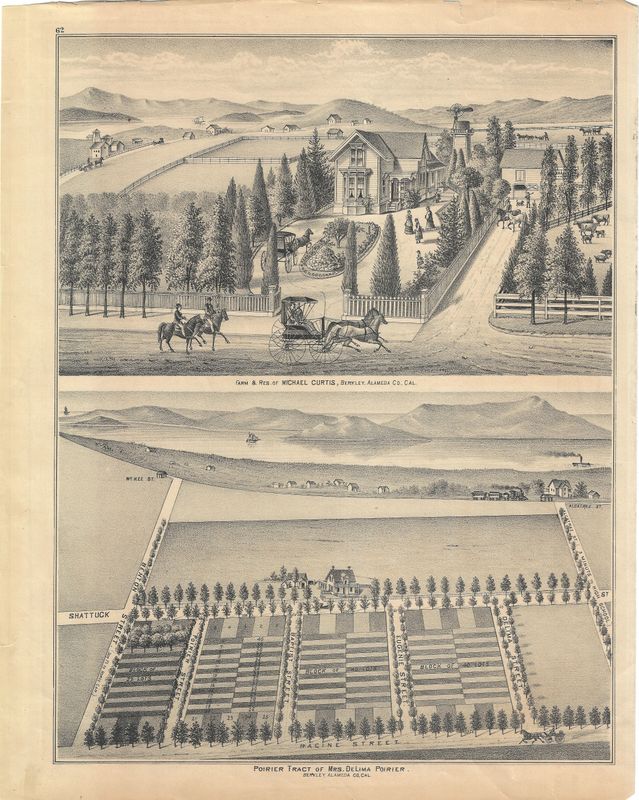 1879 View of the Farm of Michael Curtis and the Poirier Tract in Berkeley, Ca from Thompson &amp; West