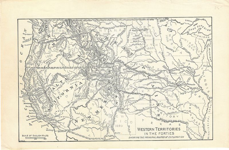 1880 Map of Western Territories in the Forties by J Wells
