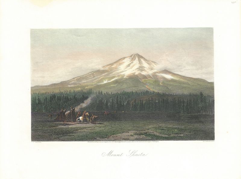 1873 View of Mt Shasta with hand color