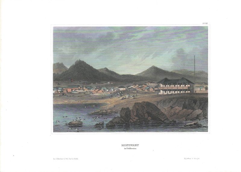 1854 View of Monterey,  California with hand color