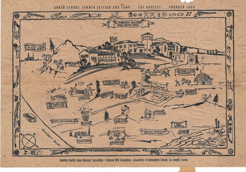 1934 Map of the Urban School Summer Session - Los Angeles