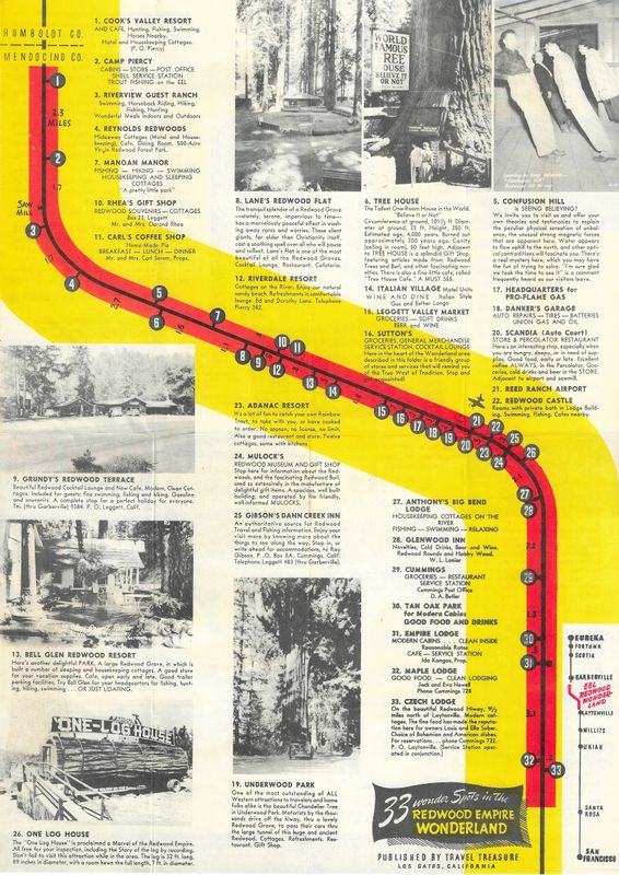 1939 Map of the Redwood Wonderland Travel Treasure
