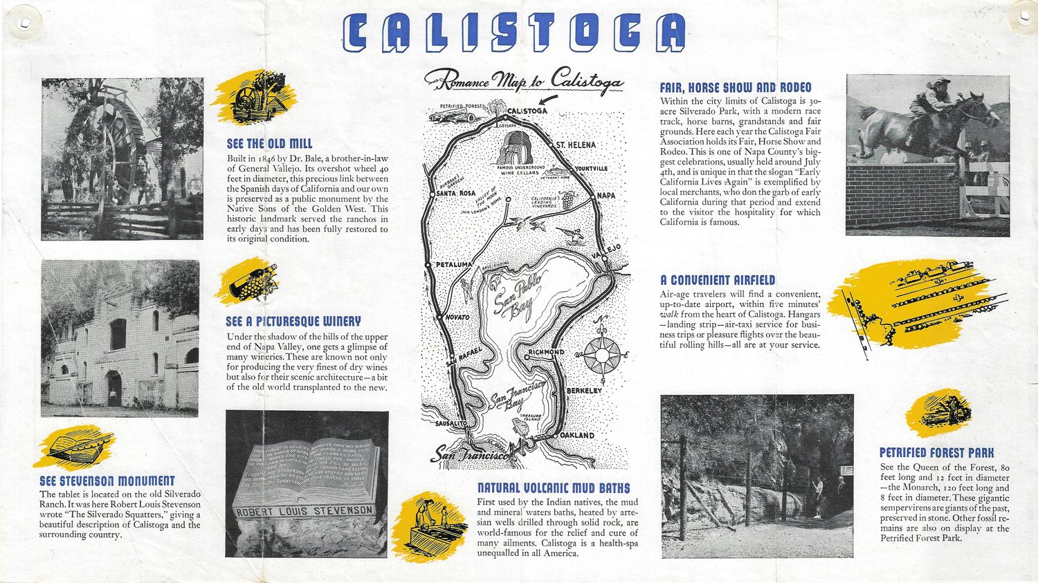 1955 Map of  Calistoga,  Ca. from the Mount View Hotel