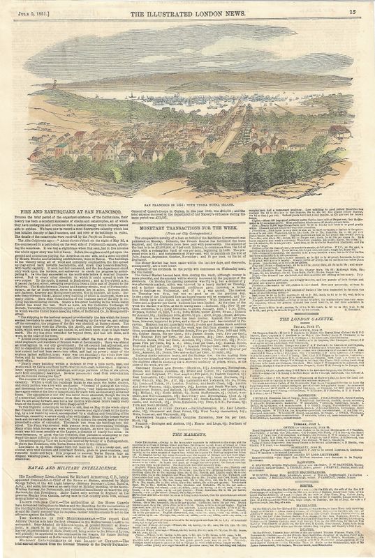 1851 View of San Francisco with Yerba Buena Island from the Illustrated London News