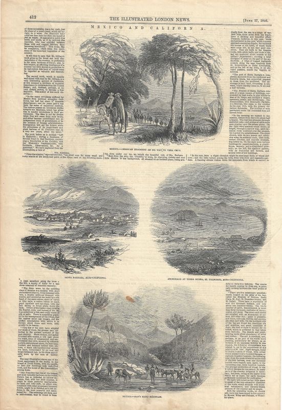 1846 Views of Yerba Buena &amp; Santa Barbara in California from the Illustrated London News
