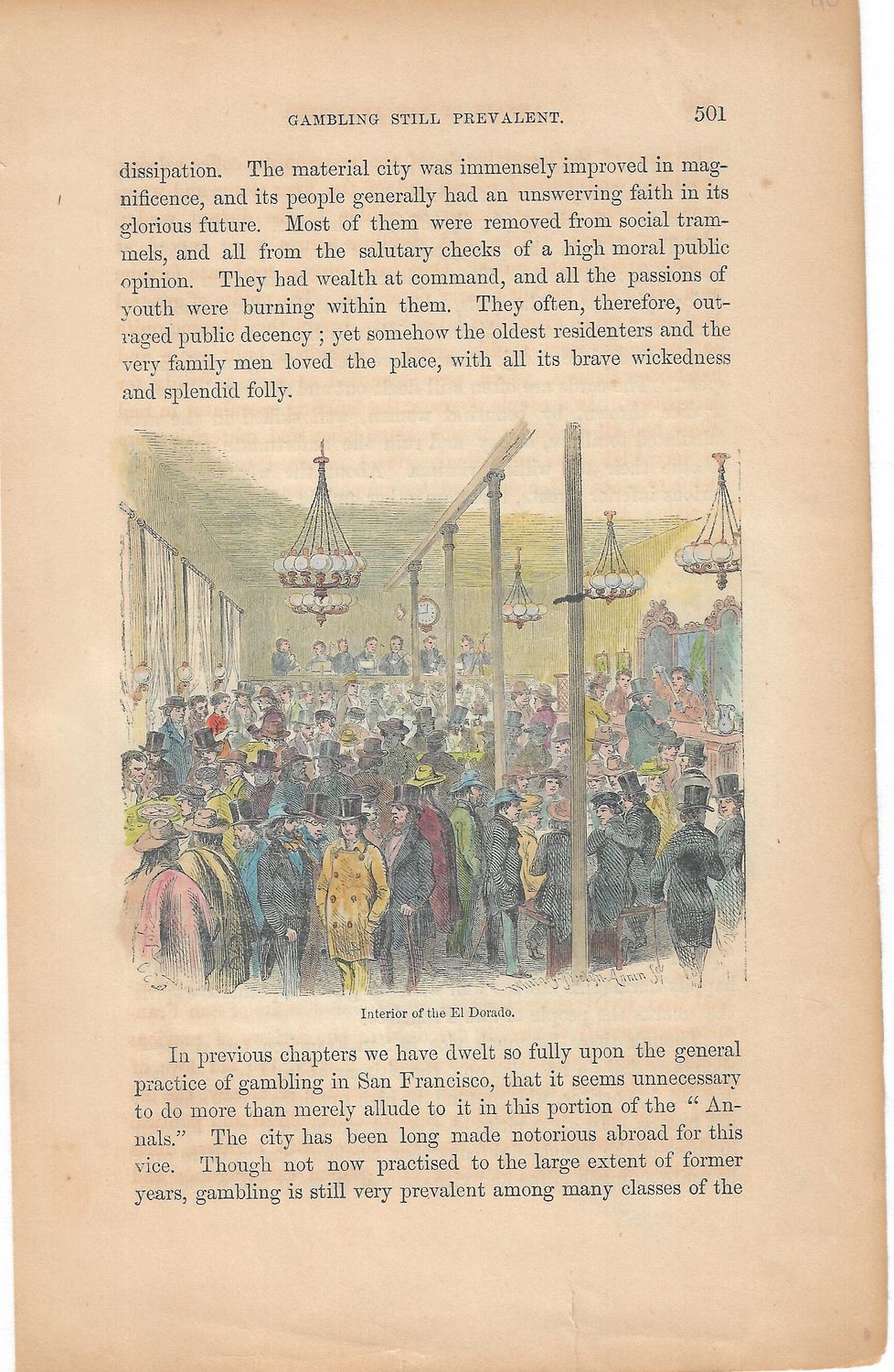 1855 View of the Interior of the El Dorado Saloon from the Annals of San Francisco w/hc