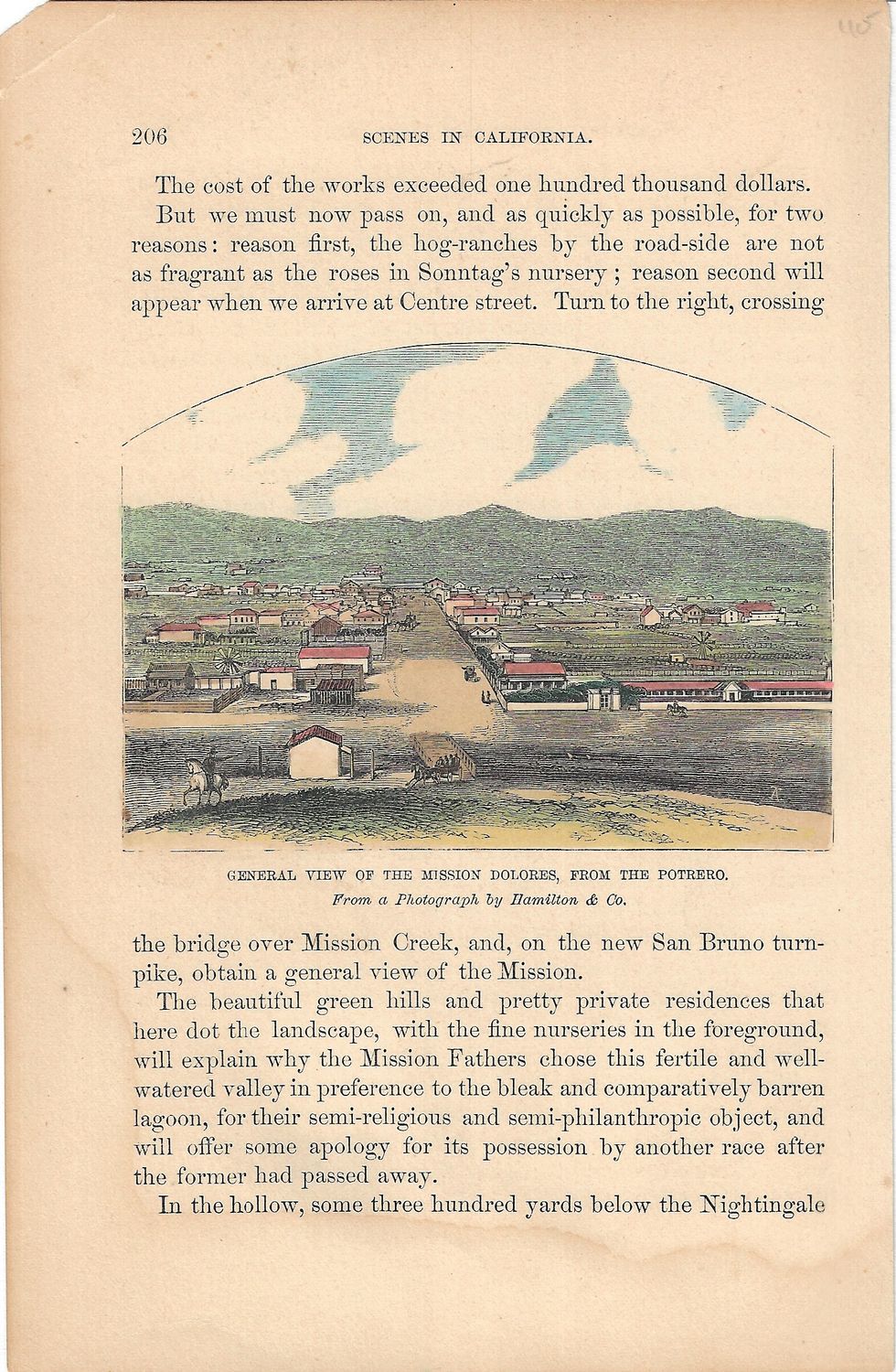 1855 View of the Mission Dolores from the Annals of San Francisco w/hc