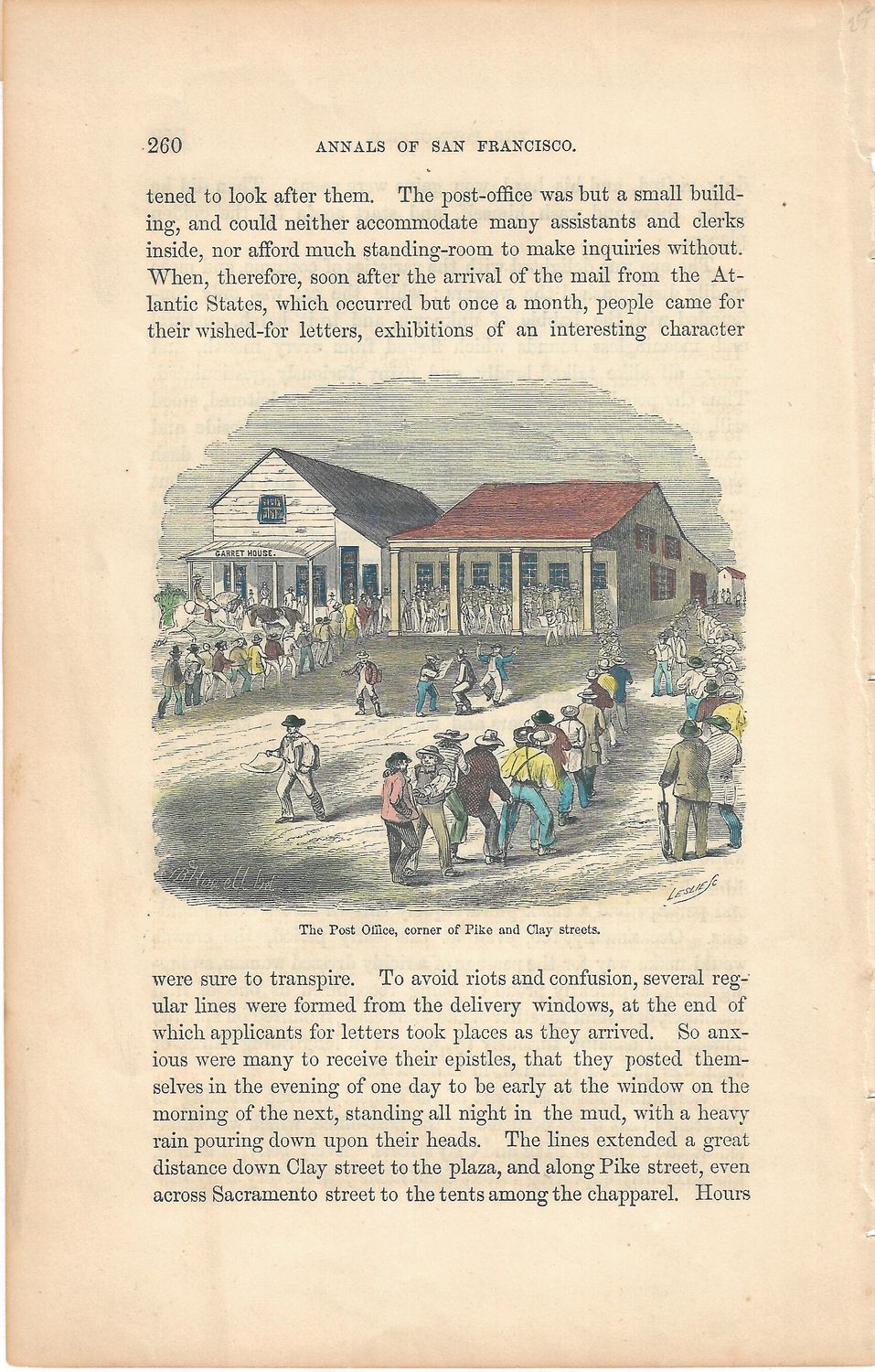1855 View of the San Francisco Post Office at Pike &amp; Clay from the Annals of San Francisco w/hc