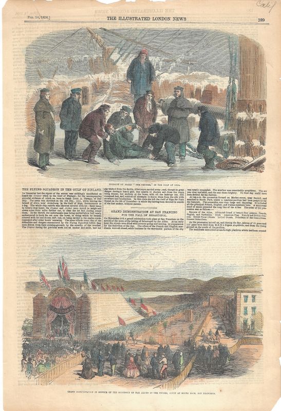 1856 View of the Demonstration in San Francisco's South Park for Fall of Sebastopol