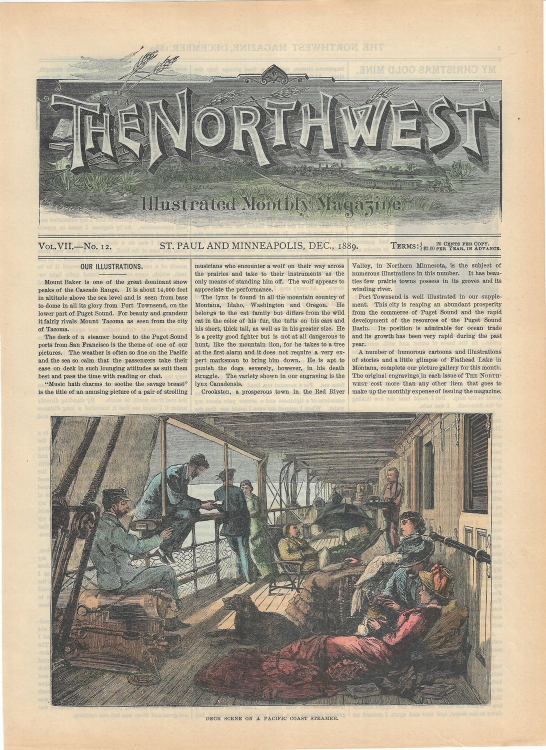 1889 View of a Deck Scene on the Pacific Coast Steamer from the Northwest Illustrated Magazine