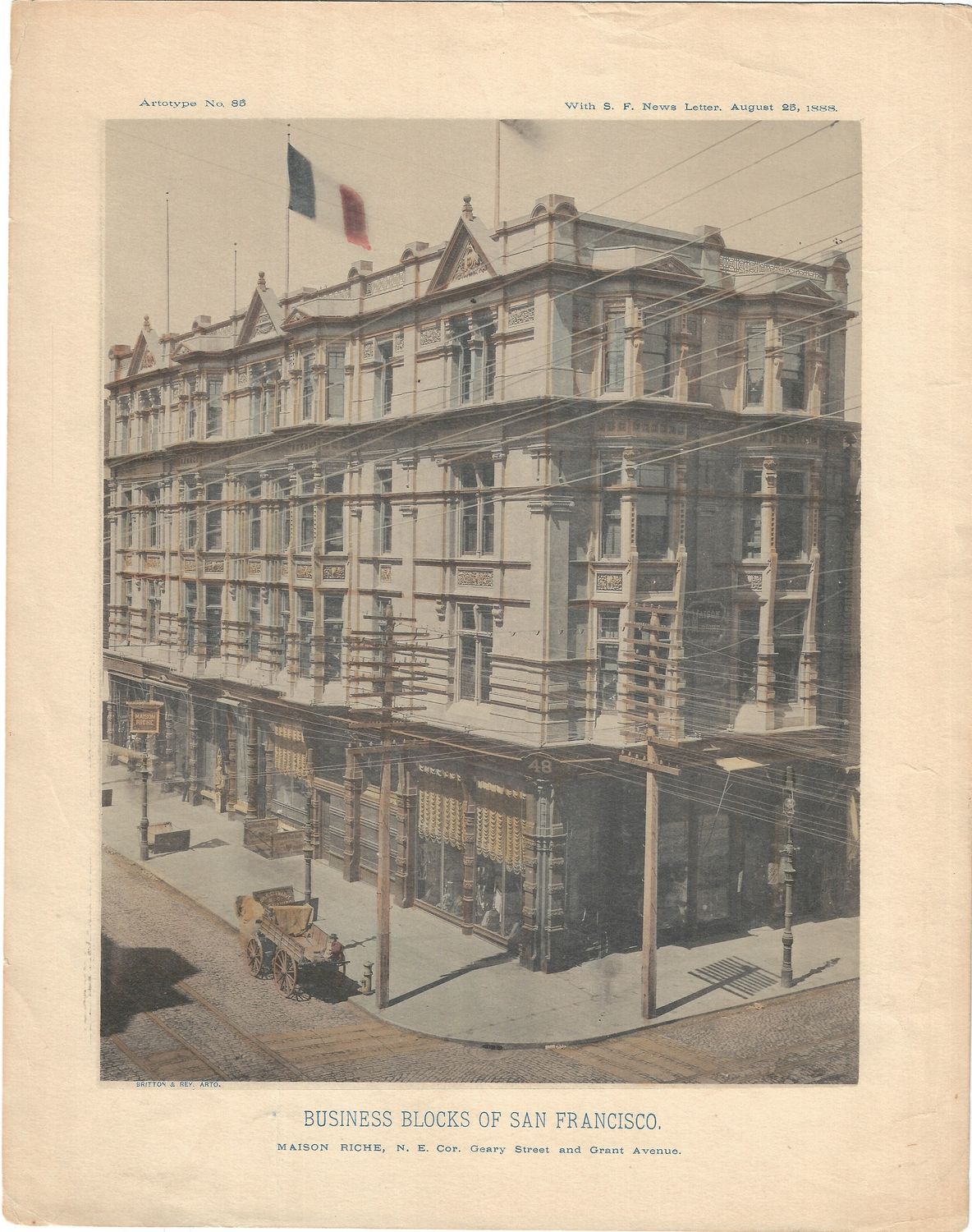 1888 View of a Business Block of San Francisco at Geary Blvd &amp; Grant Ave.