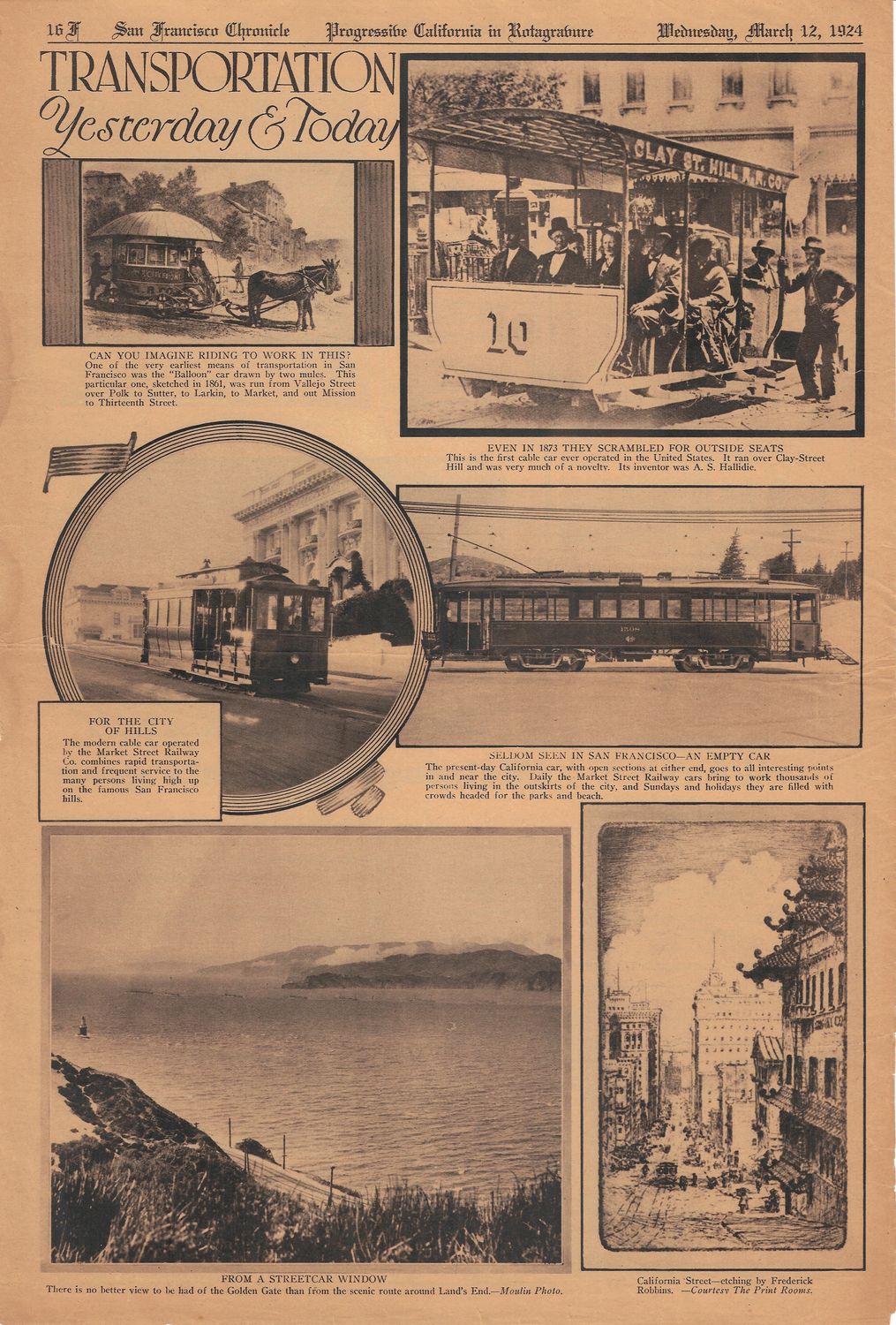 1924 Views of Transportation Yesterday &amp; Today -from the SF Chronicle