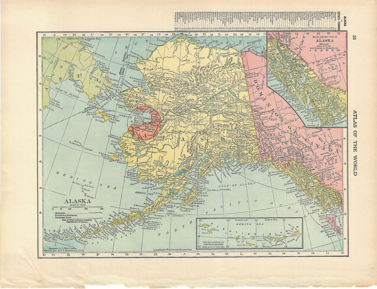 1888 Map of Alaska from the Atlas of the World by Rand