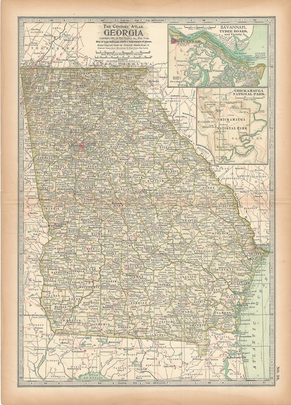 1897 Map of Georgia from the Century Atlas
