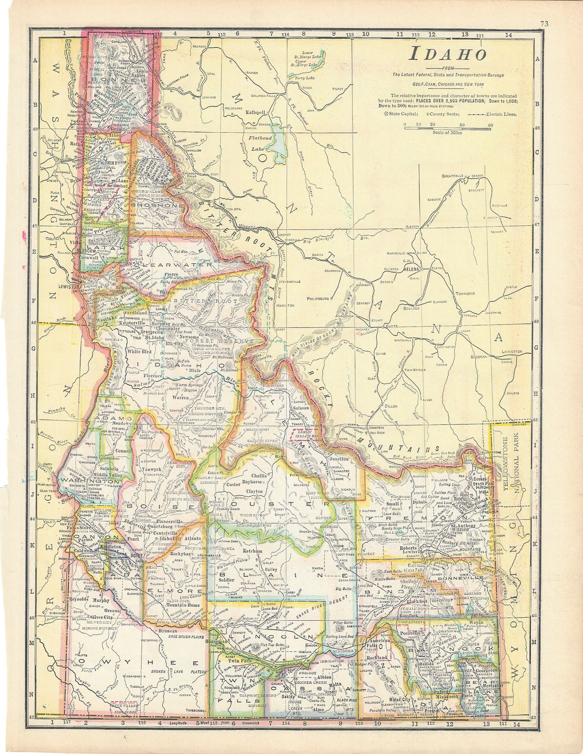 1901 Map of Idaho by George Cram