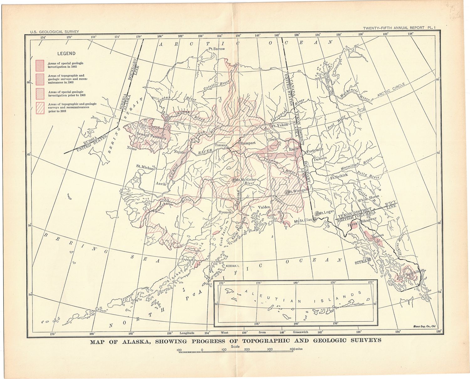 1905 USGS Index Map of Alaska w/ legend