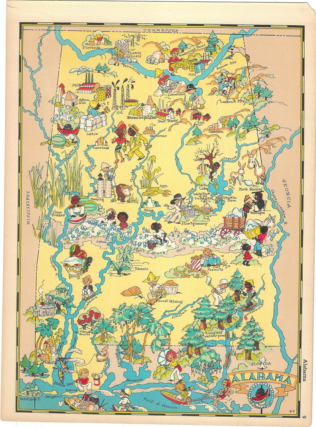 1934 Map of Alabama by Ruth Taylor White