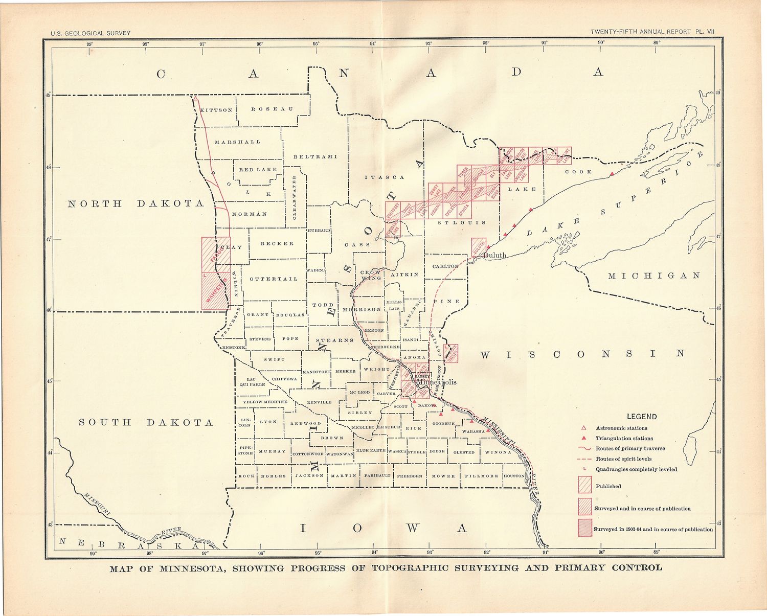1905 USGS Index Map of Minnesota