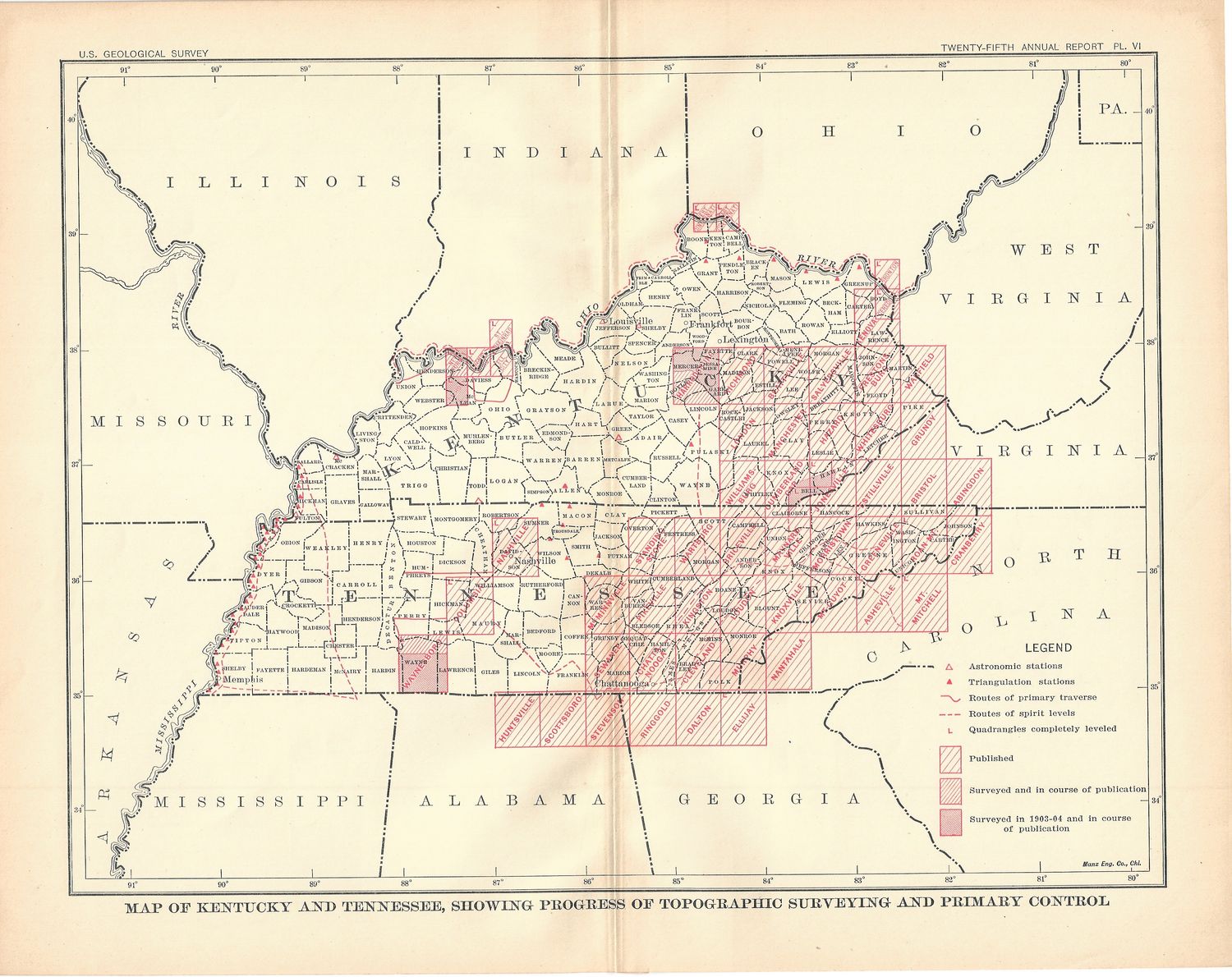 1905 USGS Index Map of Kentucky &amp; Tennessee