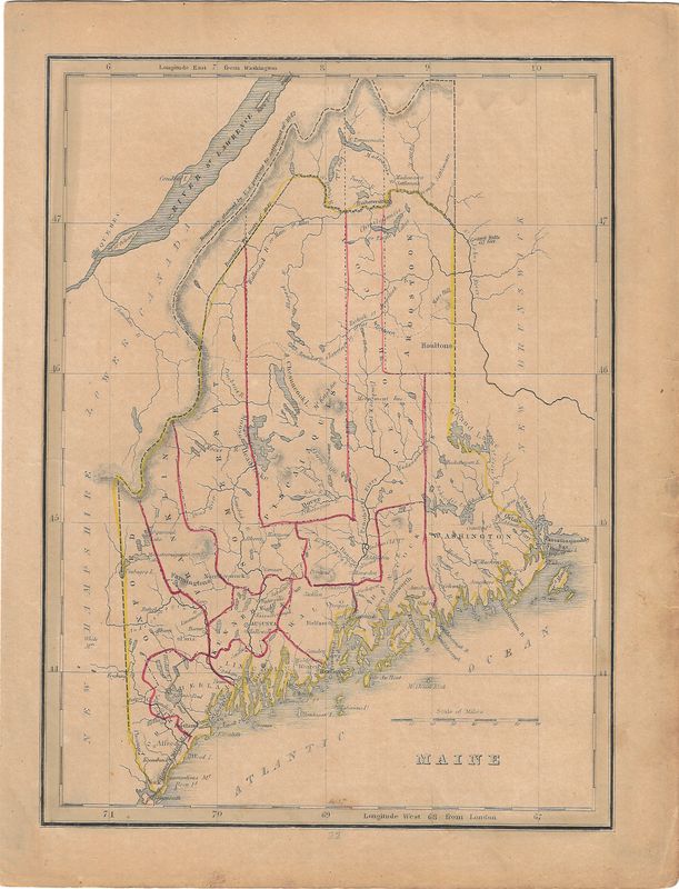 1844 Map of Maine showing counties w/ohc
